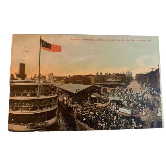 Vintage Steamer Americana Leaving Foot of Main St. for Crystal Beach Ontario Pos - Picture 2 of 5